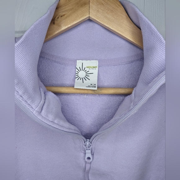 OFFLINE by Aerie Cropped 1/4 Zip - Purple - Size M - Picture 3 of 6